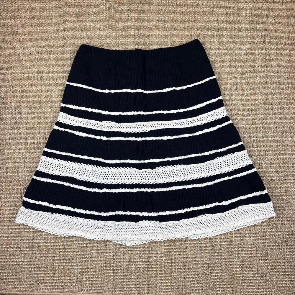 🖤 Talbots Petites Striped Crochet Skirt | 8P | Black White